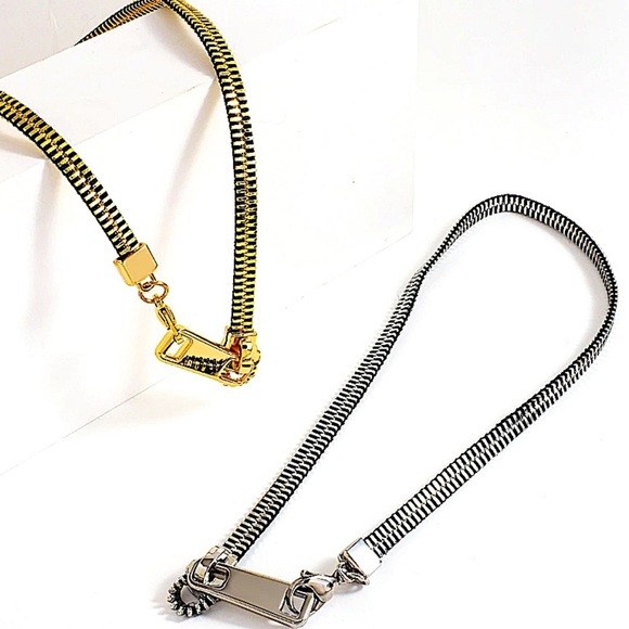 Silver Zipper Up Punk Minimalist Versatile Choker Necklace - Picture 7 of 11